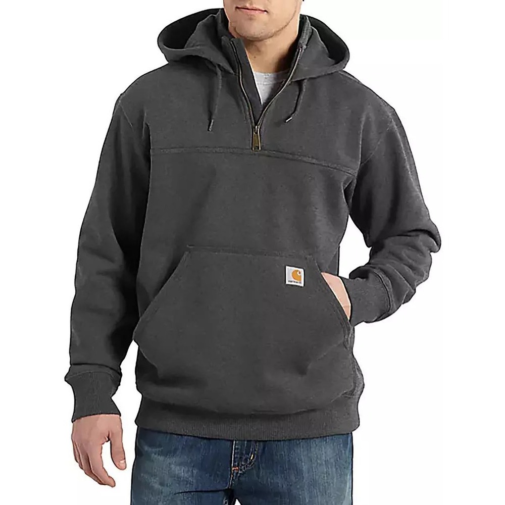 Carhartt Mens Paxton Heavyweight Mock Zip Hoodie Carbon Heather Grey Medium NEW